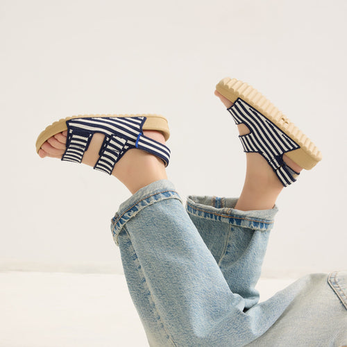 The Kids Double Strap Sandal - Sailor Stripes