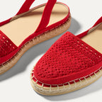 The D'Orsay Espadrille - Bright Red Crochet