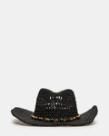 LEI BEADED TRIM WESTERN HAT BLACK