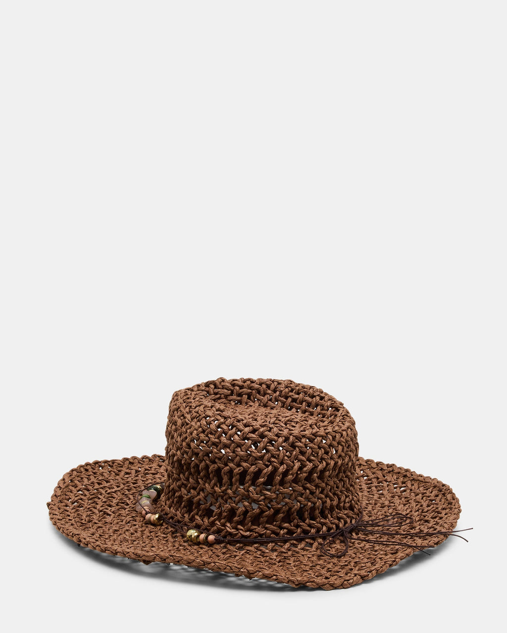 LEI BEADED TRIM WESTERN HAT CHOCOLATE